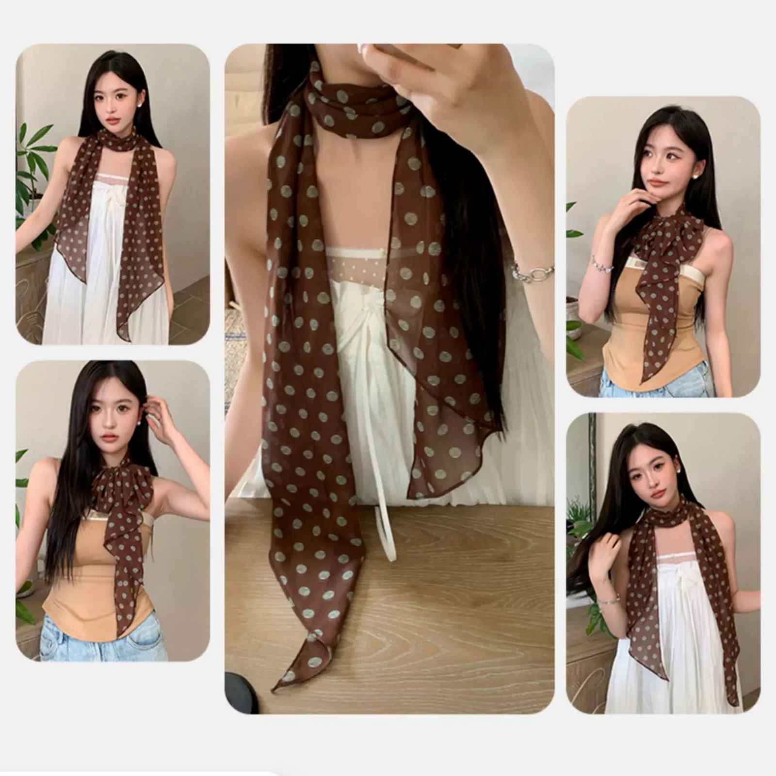 Vintage Polka Dot Chiffon Scar - Vintage Fashion Ai recension och pris