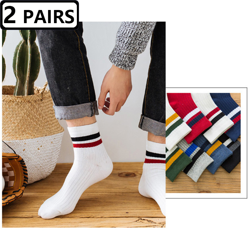 2 Pairs Men's Socks Striped Co - Vintage Fashion Eu recension och pris