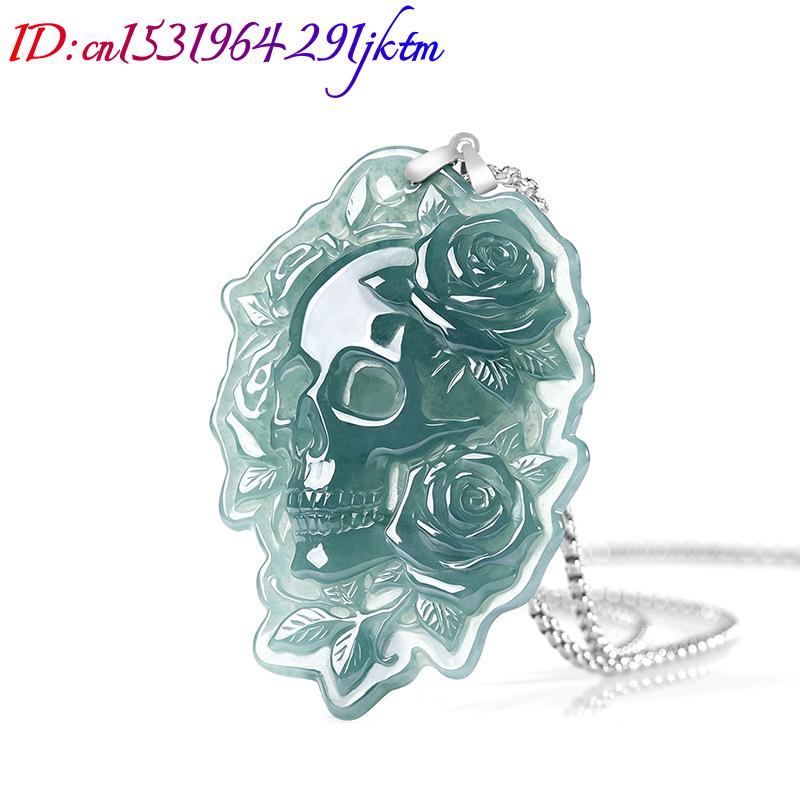 Natural Burmese Jadeite Skull  - Vintage Fashion Necklace recension och pris