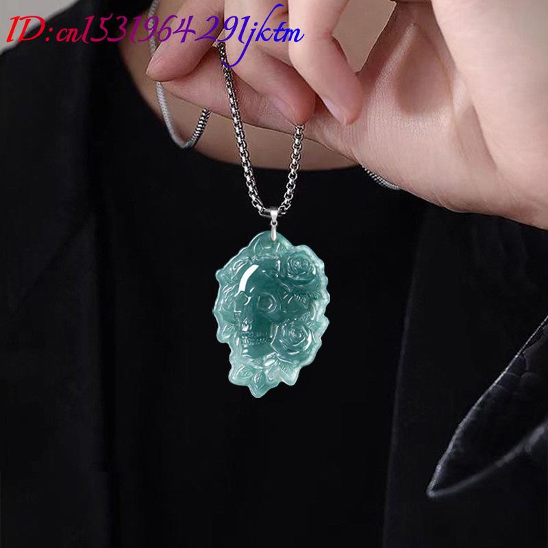 Natural Burmese Jadeite Skull  - Vintage Fashion Necklace recension och pris